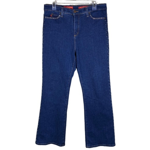 NYDJ blue denim‎ tummy tuck jeans with rhinestones size 14 petite